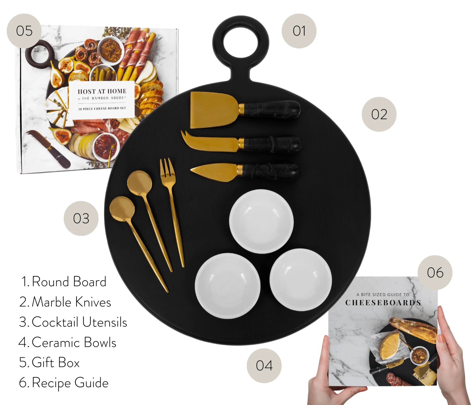 10 Piece Charcuterie Board Gift Set, Black - Image 2