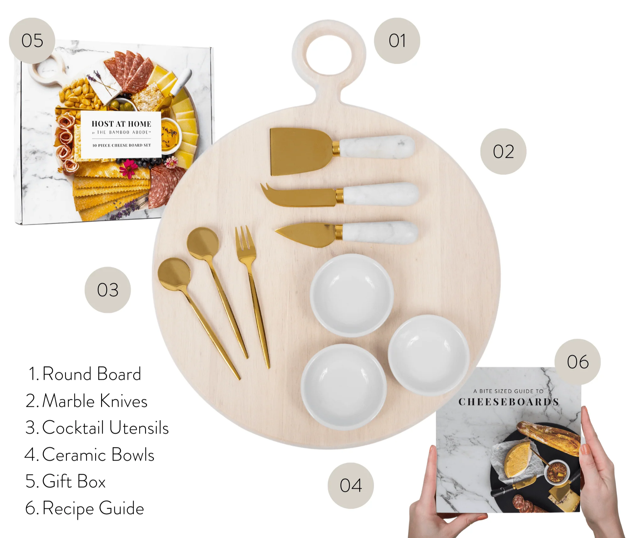10 Piece Charcuterie Board Gift Set, White-Washed - Image 2