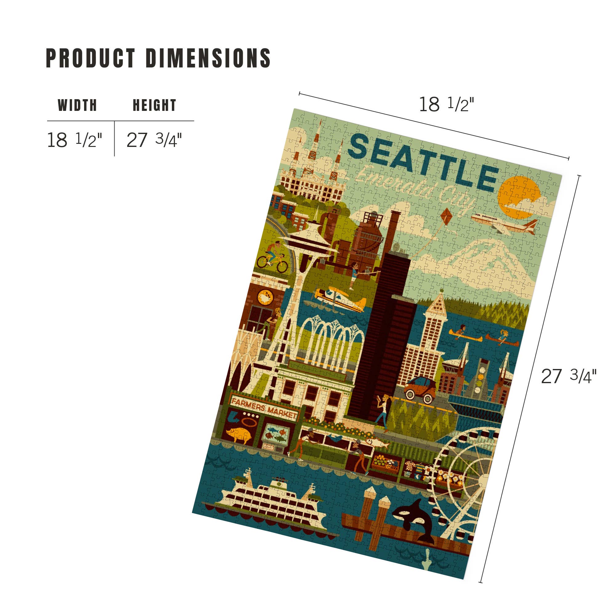 Geometric Seattle Emerald City 1000 Piece Puzzle - Image 5