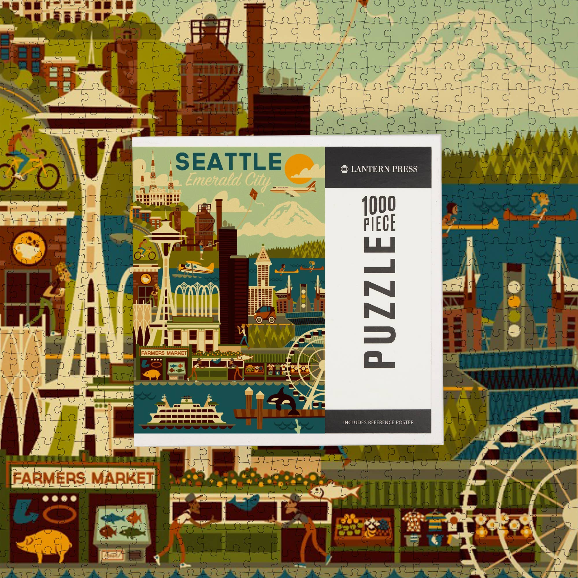 Geometric Seattle Emerald City 1000 Piece Puzzle - Image 7