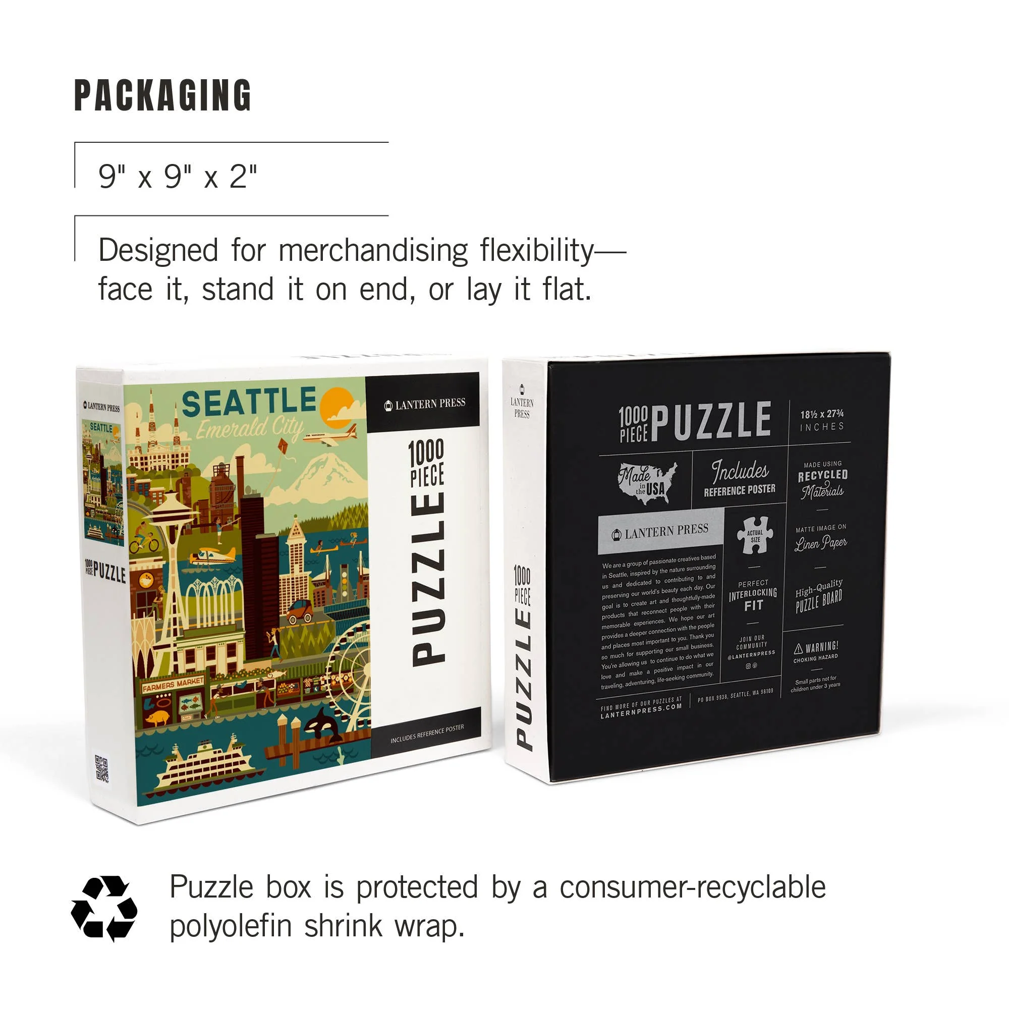 Geometric Seattle Emerald City 1000 Piece Puzzle - Image 8
