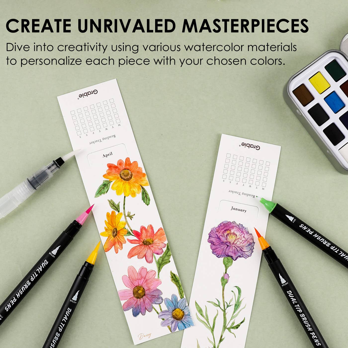 Watercolor Coloring Bookmarks - Image 2