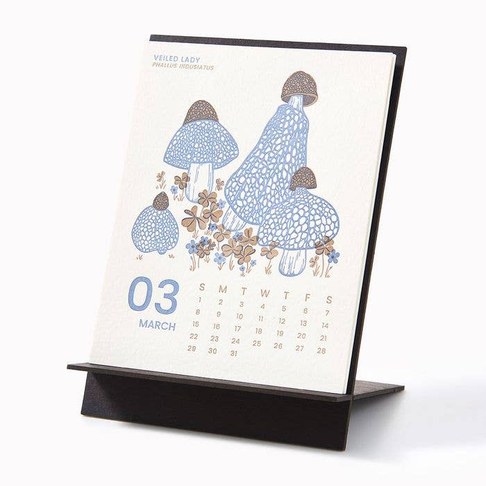 2026 Mushroom Letterpress Desk Calendar - Image 4