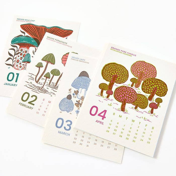 2026 Mushroom Letterpress Desk Calendar - Image 5