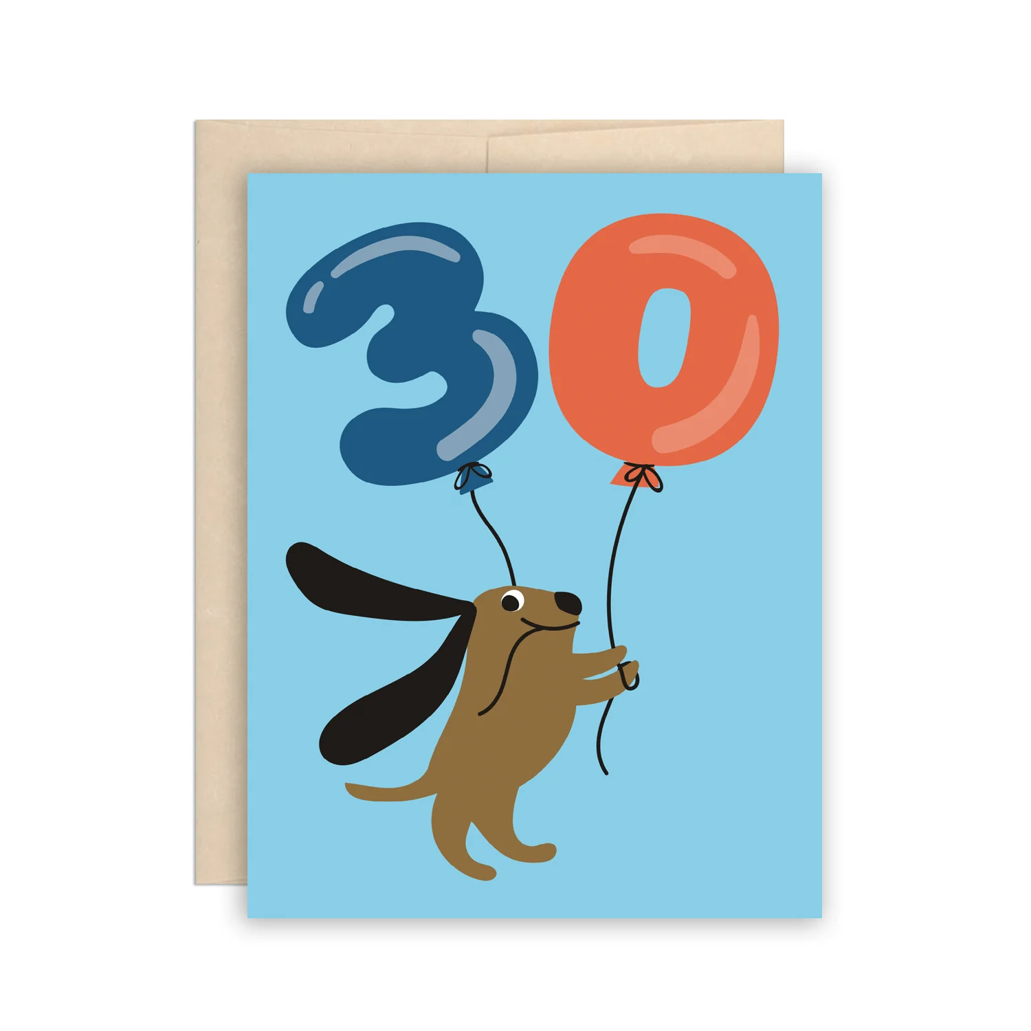 30th Birthday Balloons Dog Card