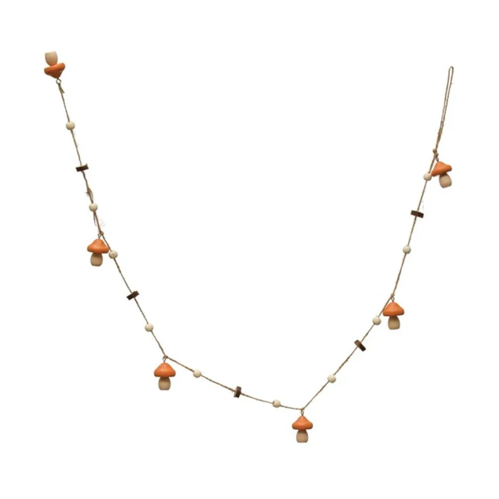 40"L Pine Wood Mushroom Garland - Image 4