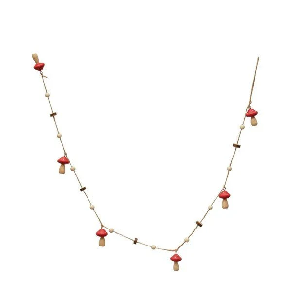 40"L Pine Wood Mushroom Garland - Image 5