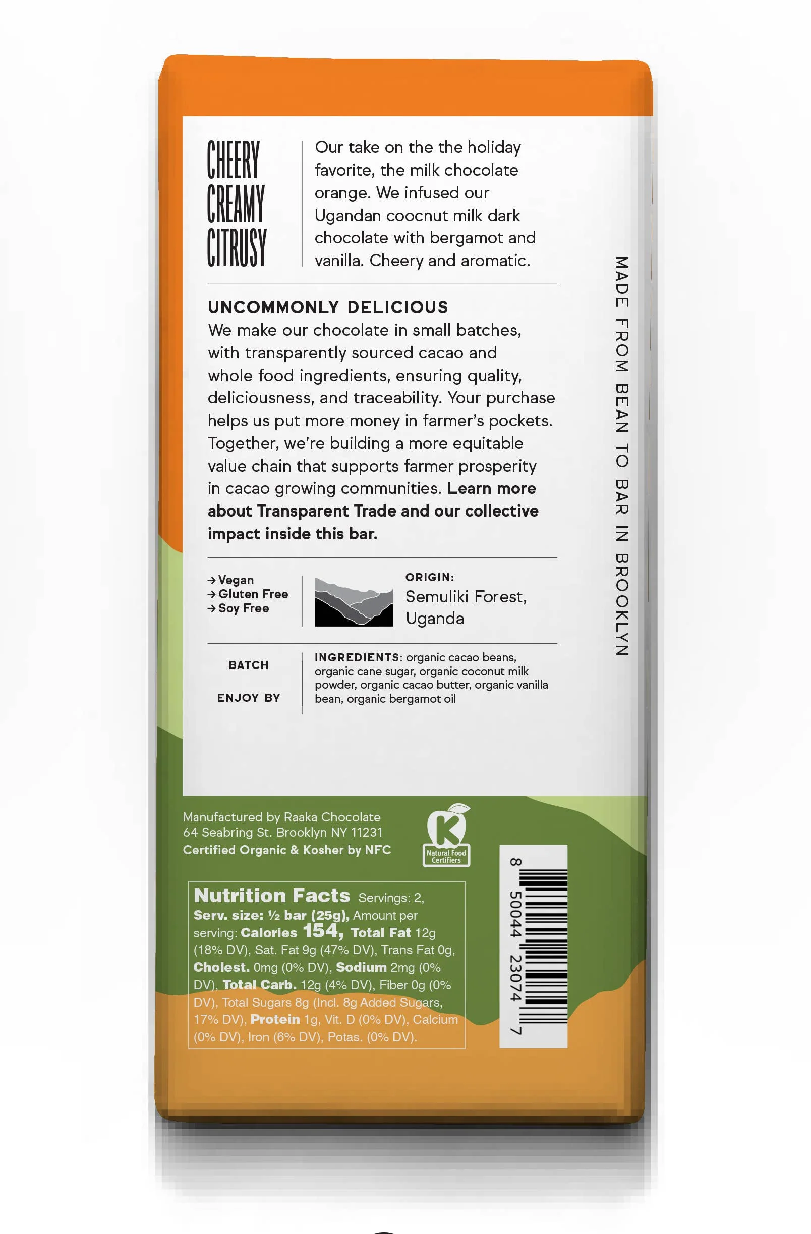 Winter Citrus Vegan Chocolate Bar - Image 2