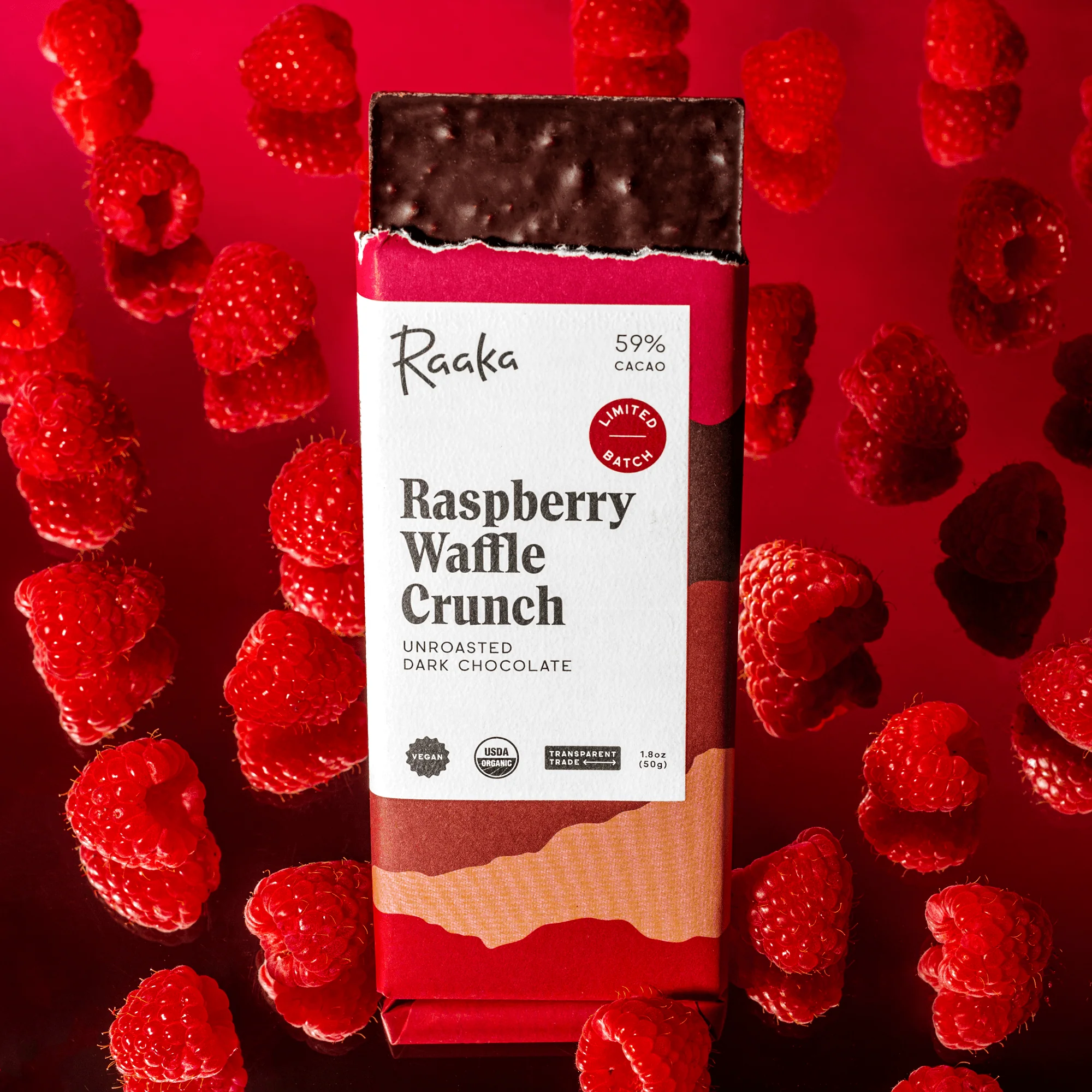 Raspberry Waffle Crunch Dark Chocolate Bar - Image 3