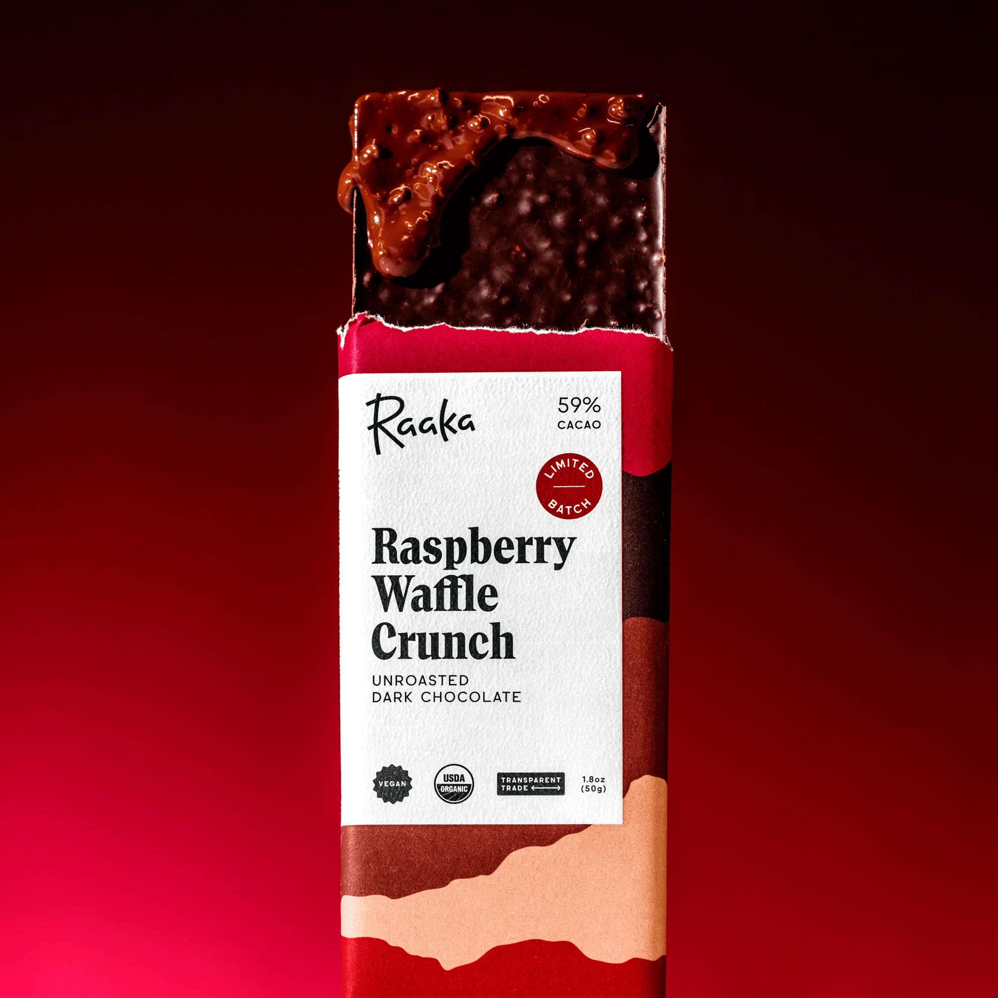 Raspberry Waffle Crunch Dark Chocolate Bar - Image 4