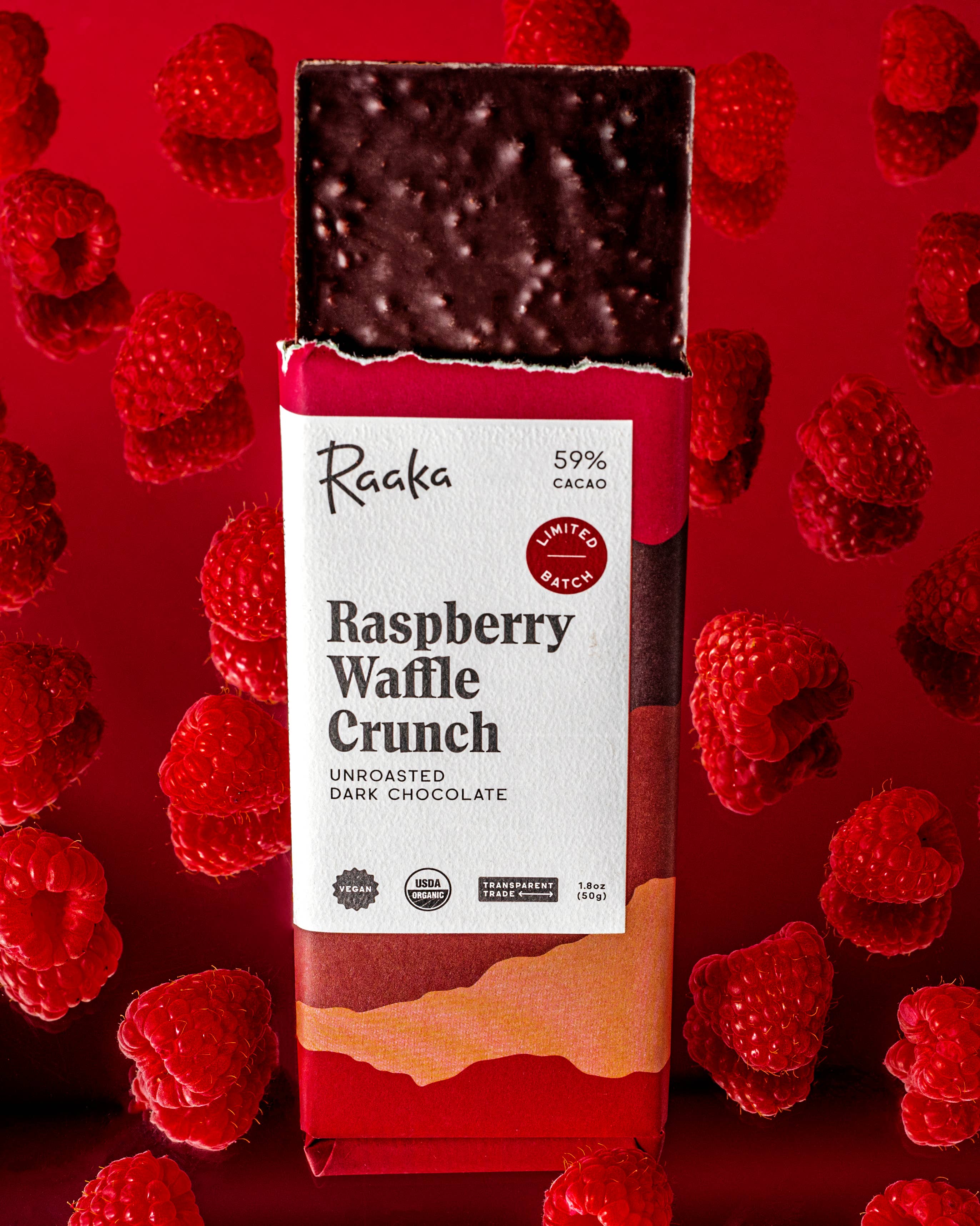 Raspberry Waffle Crunch Dark Chocolate Bar - Image 5