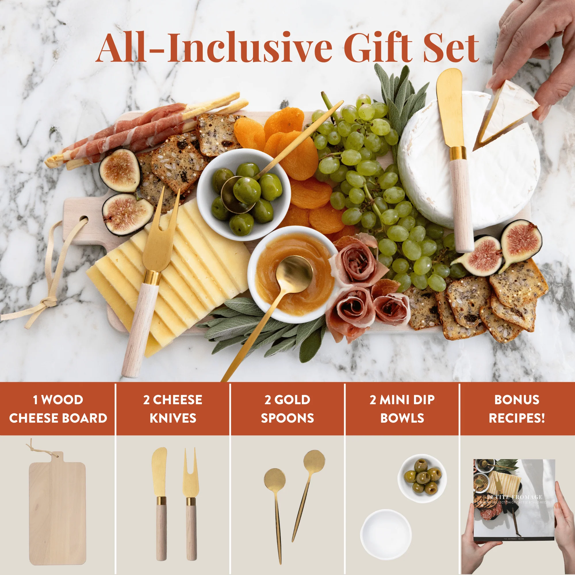 7 Piece Charcuterie Board Gift Set, White Washed - Image 2