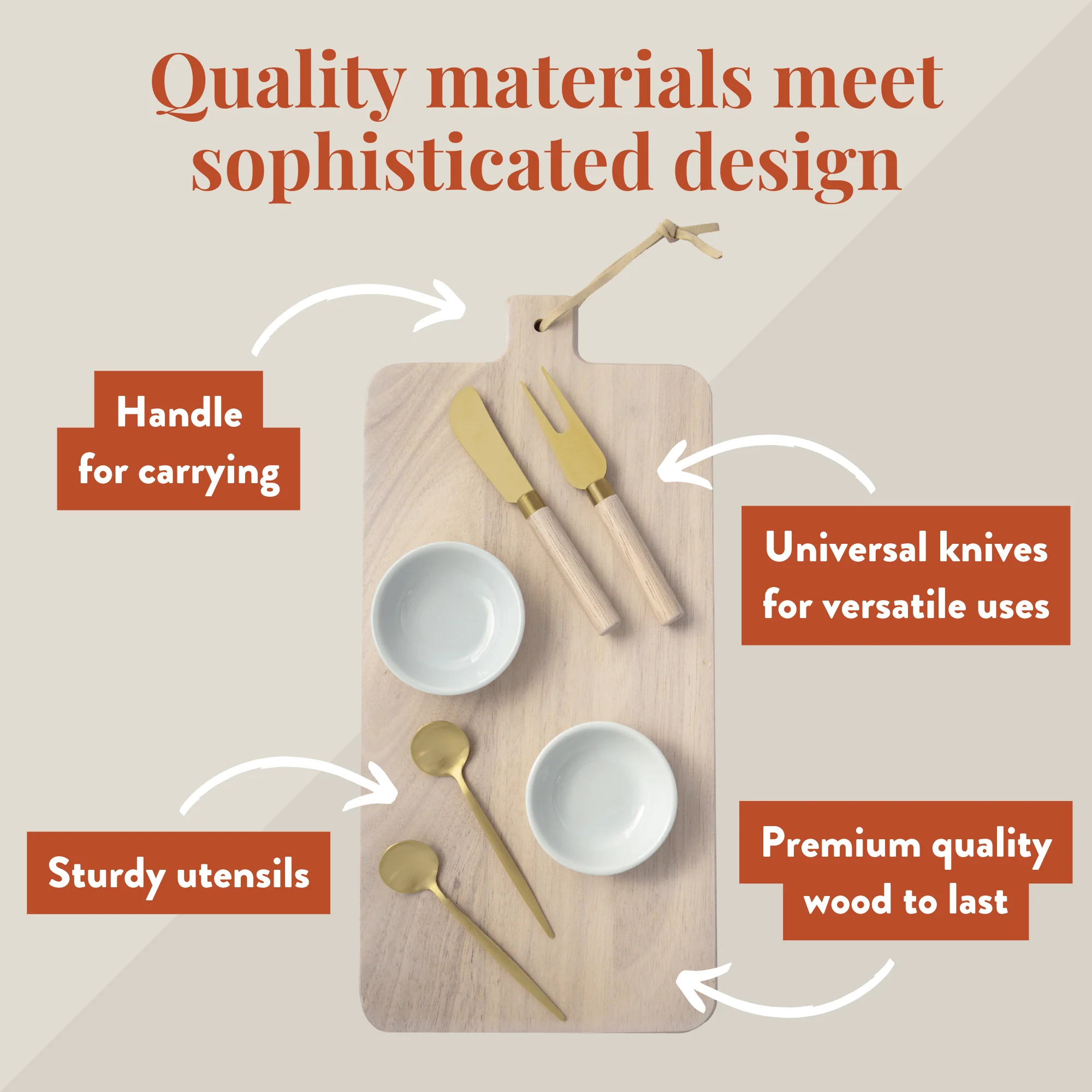 7 Piece Charcuterie Board Gift Set, White Washed - Image 3