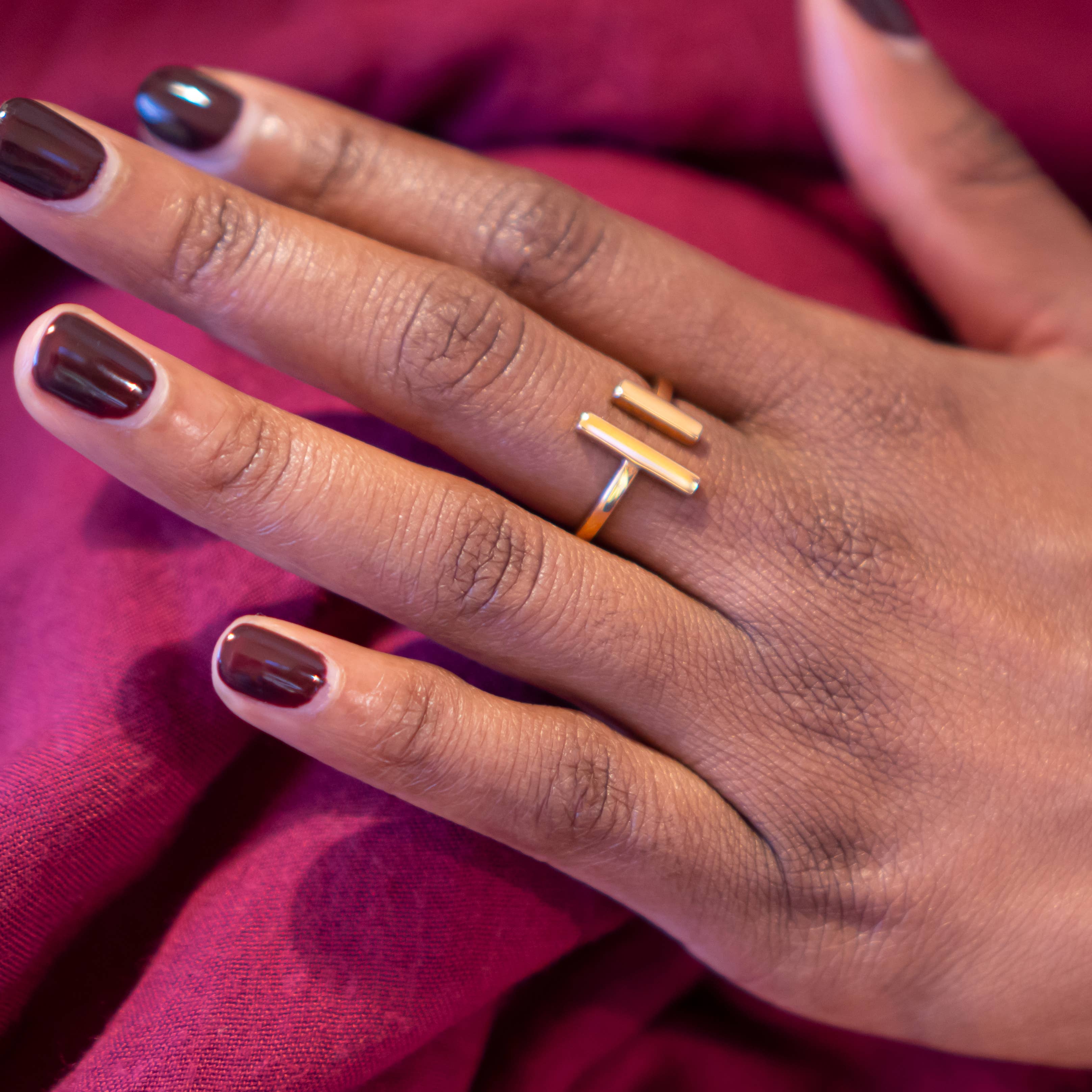 Adjustable Bronze Parallel Bar Ring - Image 2