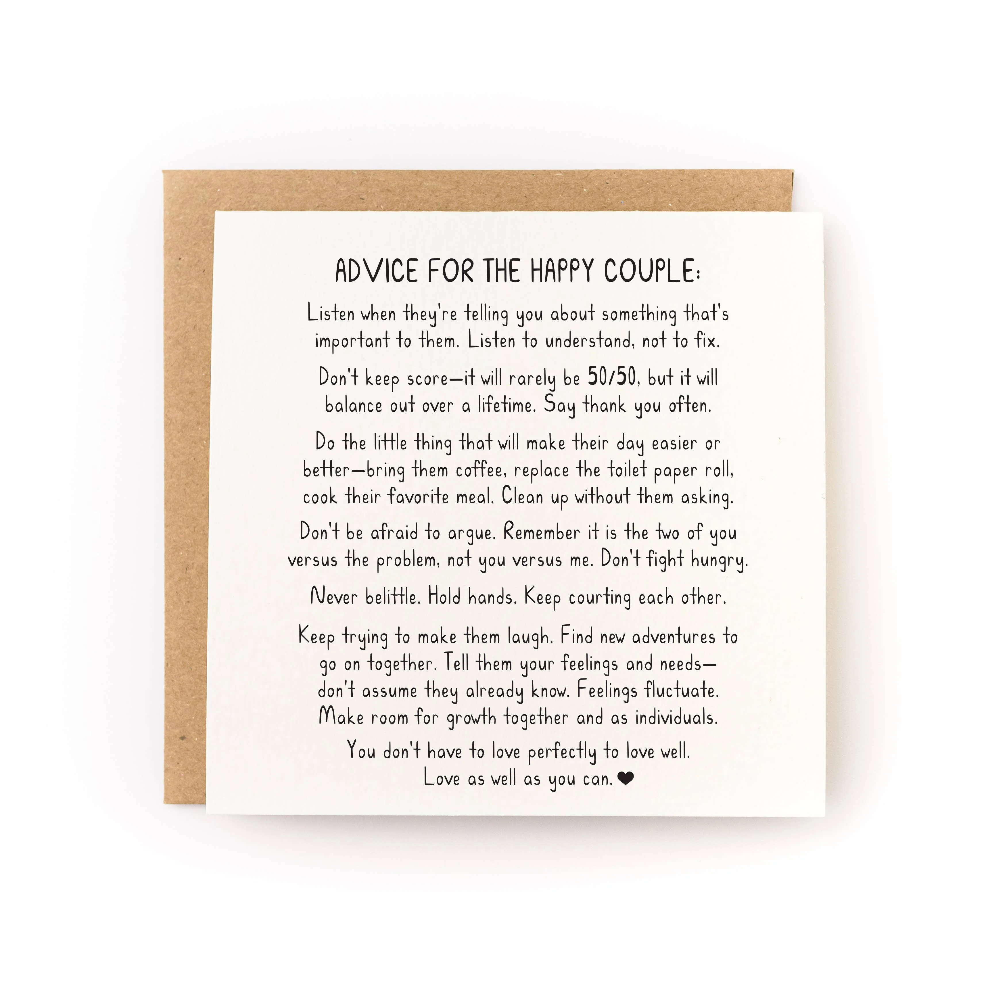 Advice for the Couple Wedding Card