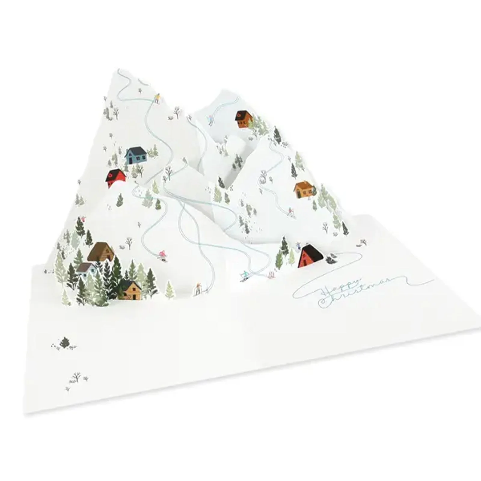 Alpine Ski Slope Christmas Pop-Up Card