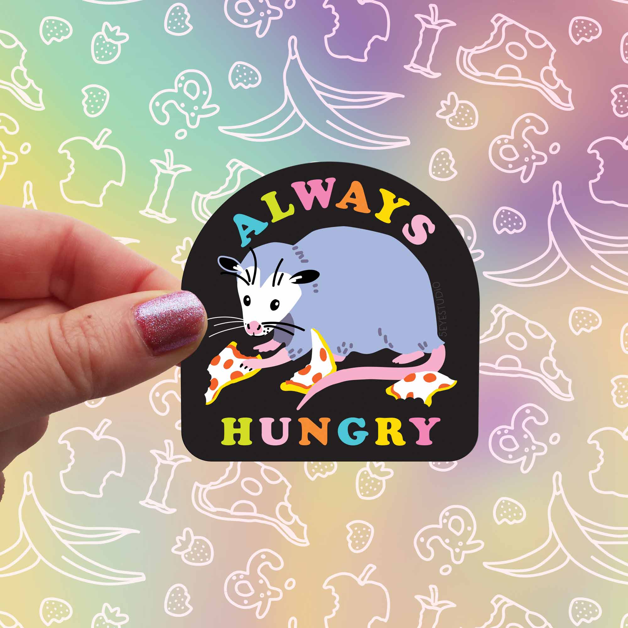 Always Hungry Opossum Sticker - Image 3