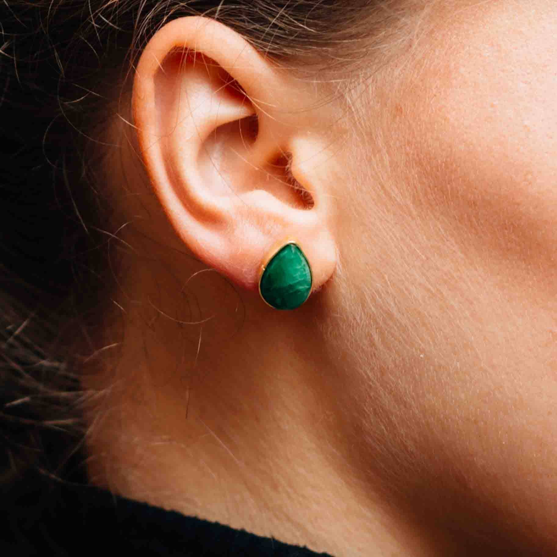 Ansoo Stud Earrings - Green - Image 2