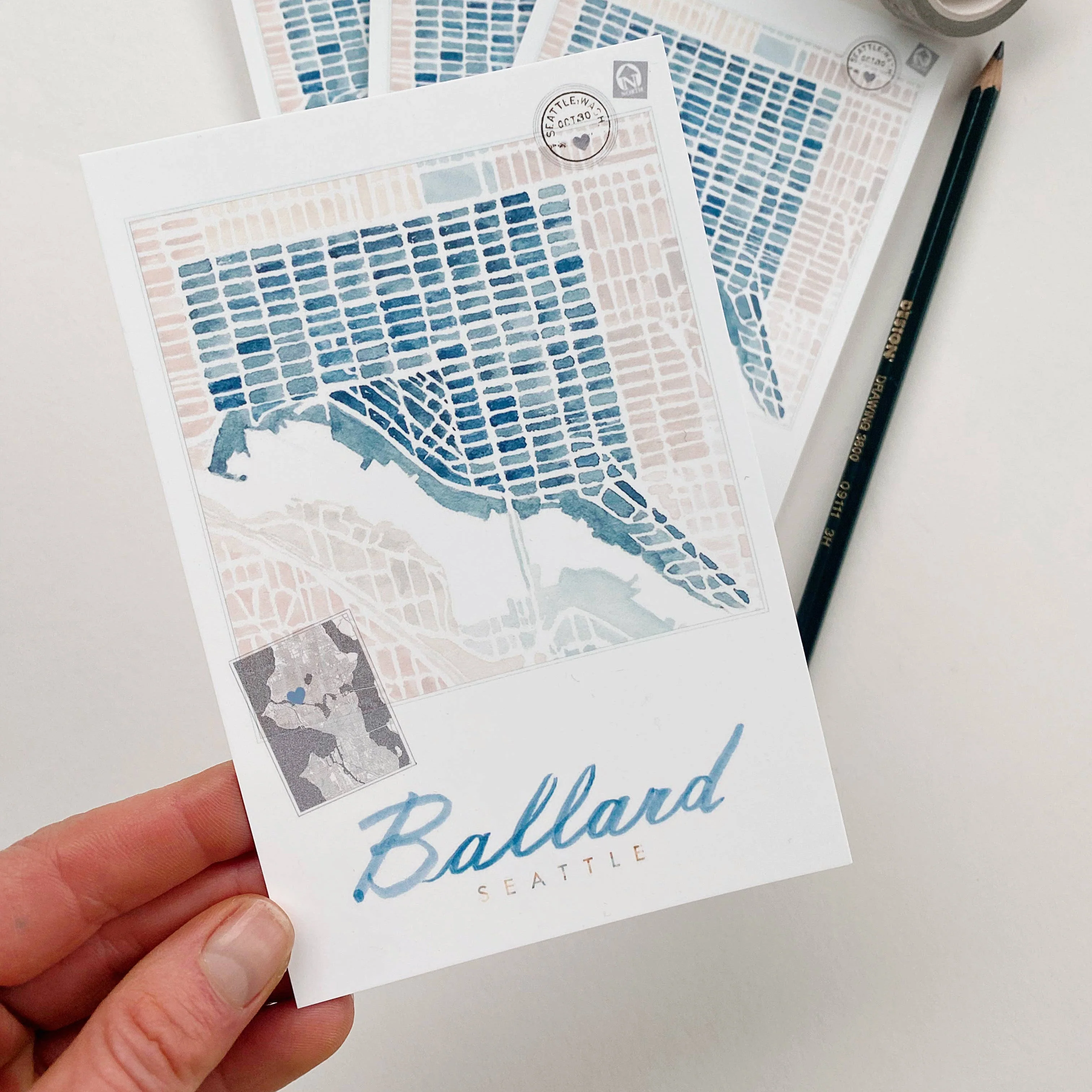 Ballard Neighborhood Map Postcard