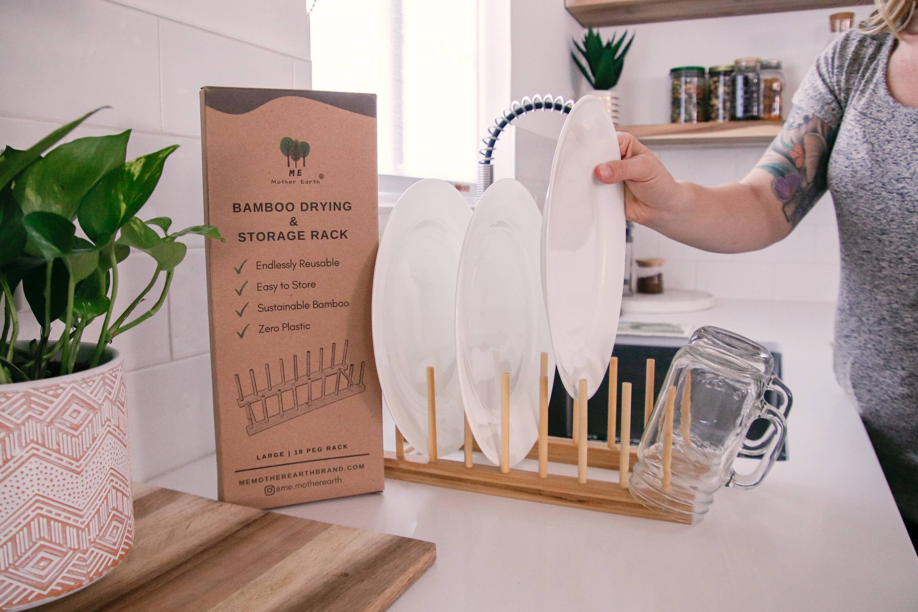 Bamboo Drying & Storage Rack for Kitchen - Image 2