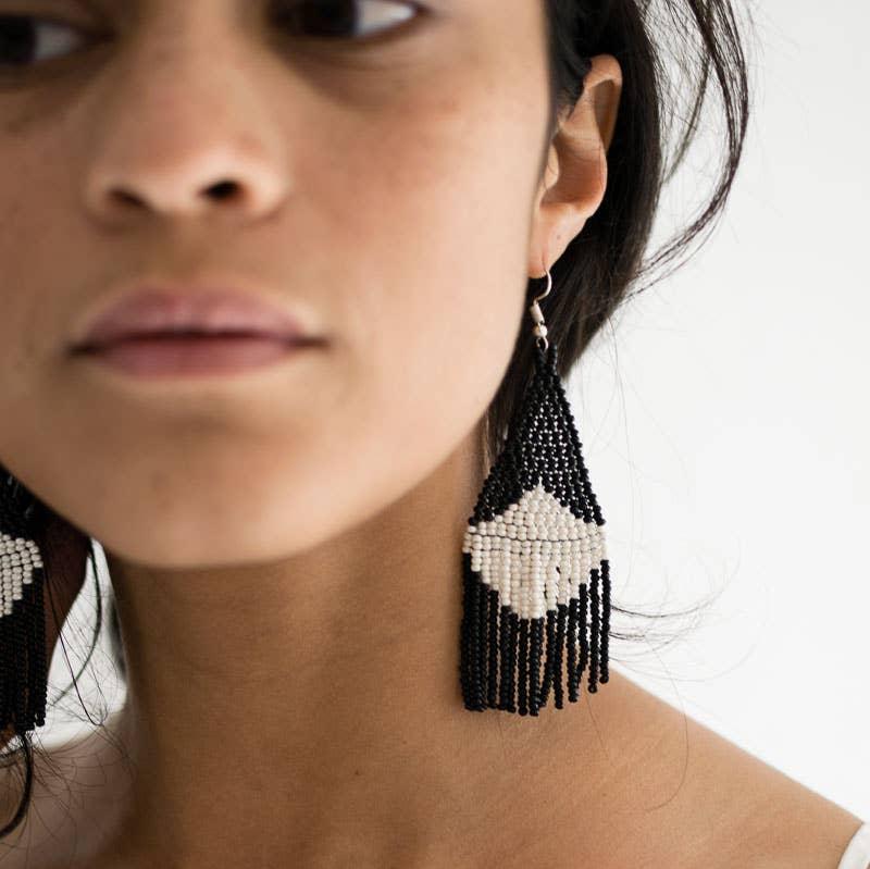 Beaded Fringe Earrings: Concha - Image 2