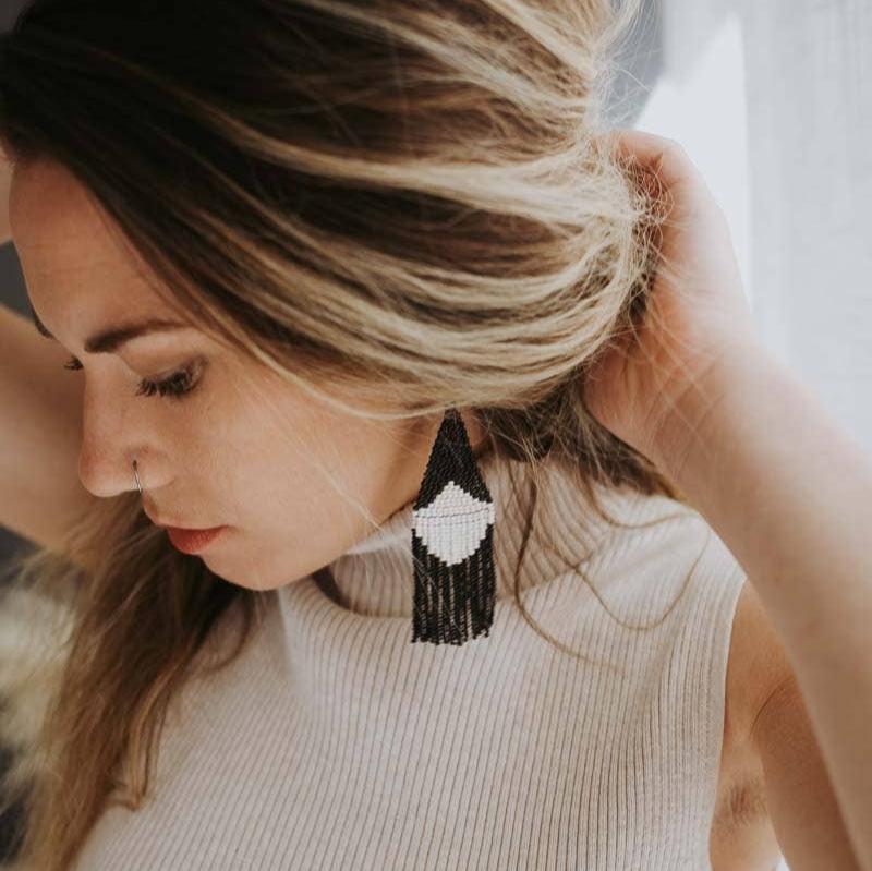 Beaded Fringe Earrings: Concha - Image 3