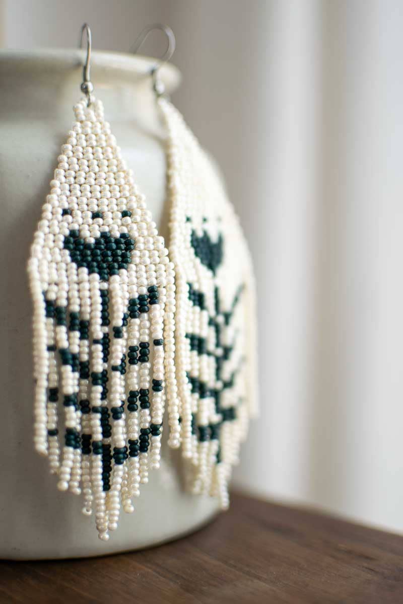 Beaded Fringe Earrings: Flor - Image 3