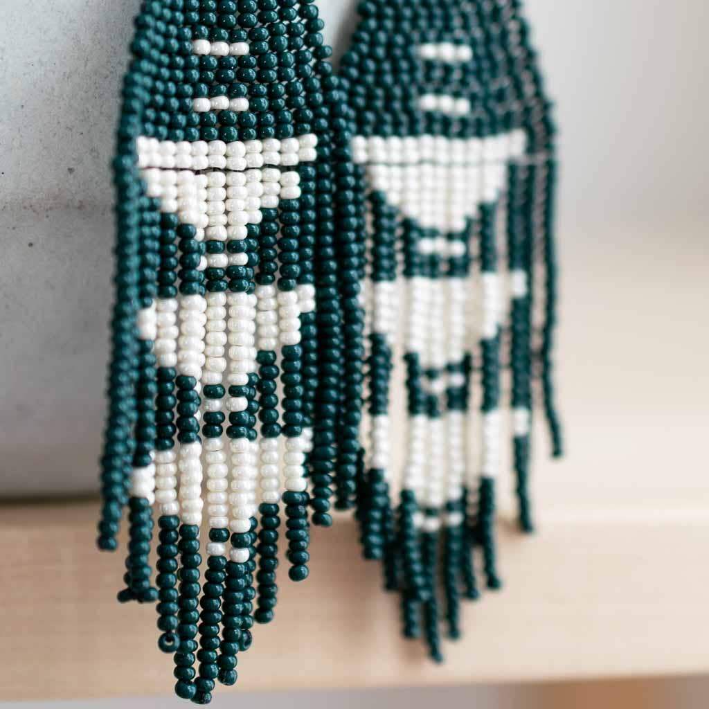 Beaded Fringe Earrings: Jade - Image 3