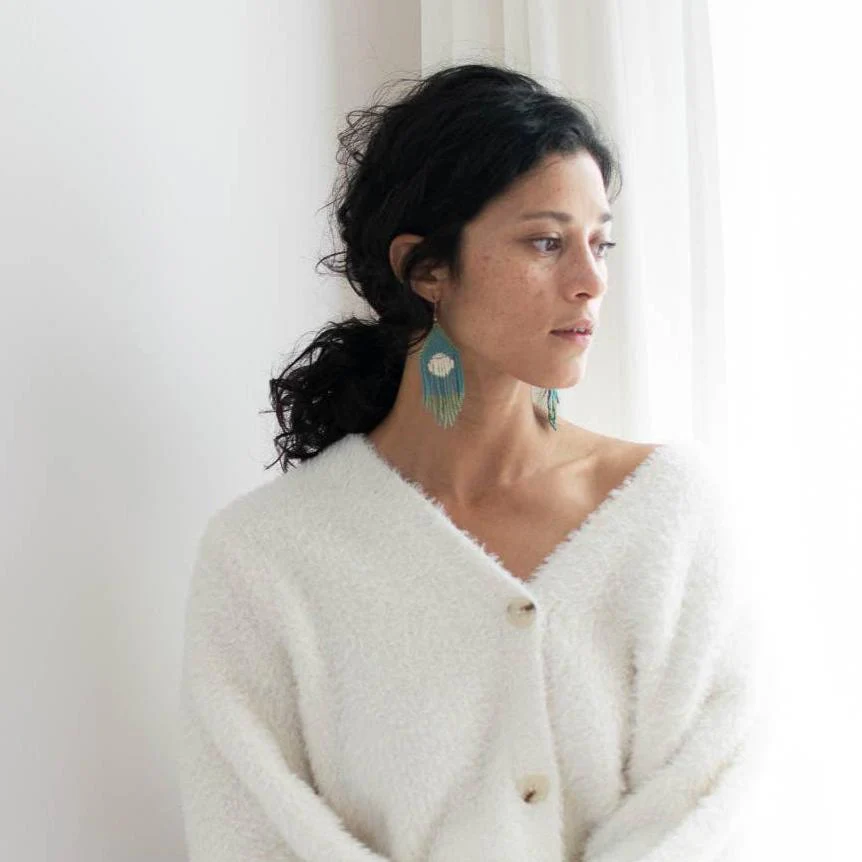 Beaded Fringe Earrings: Luna - Image 2