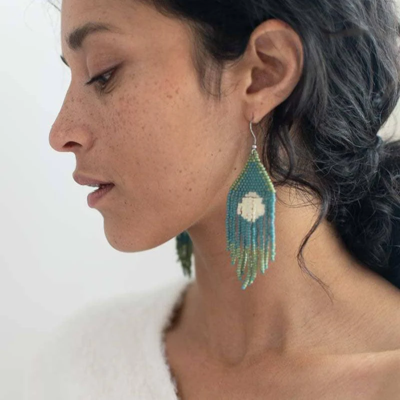 Beaded Fringe Earrings: Luna - Image 3