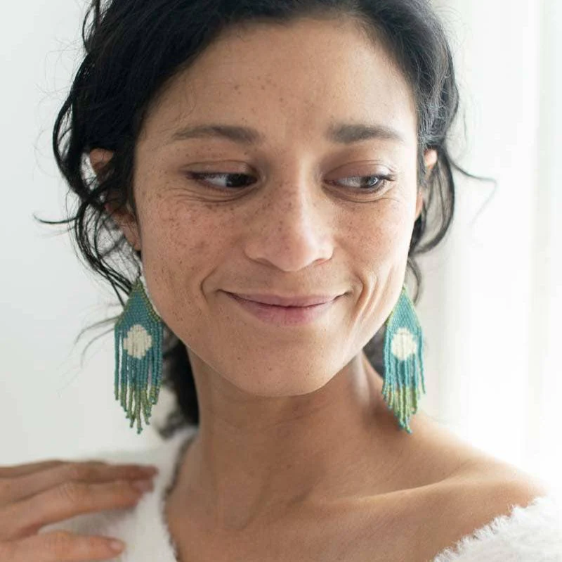 Beaded Fringe Earrings: Luna - Image 4