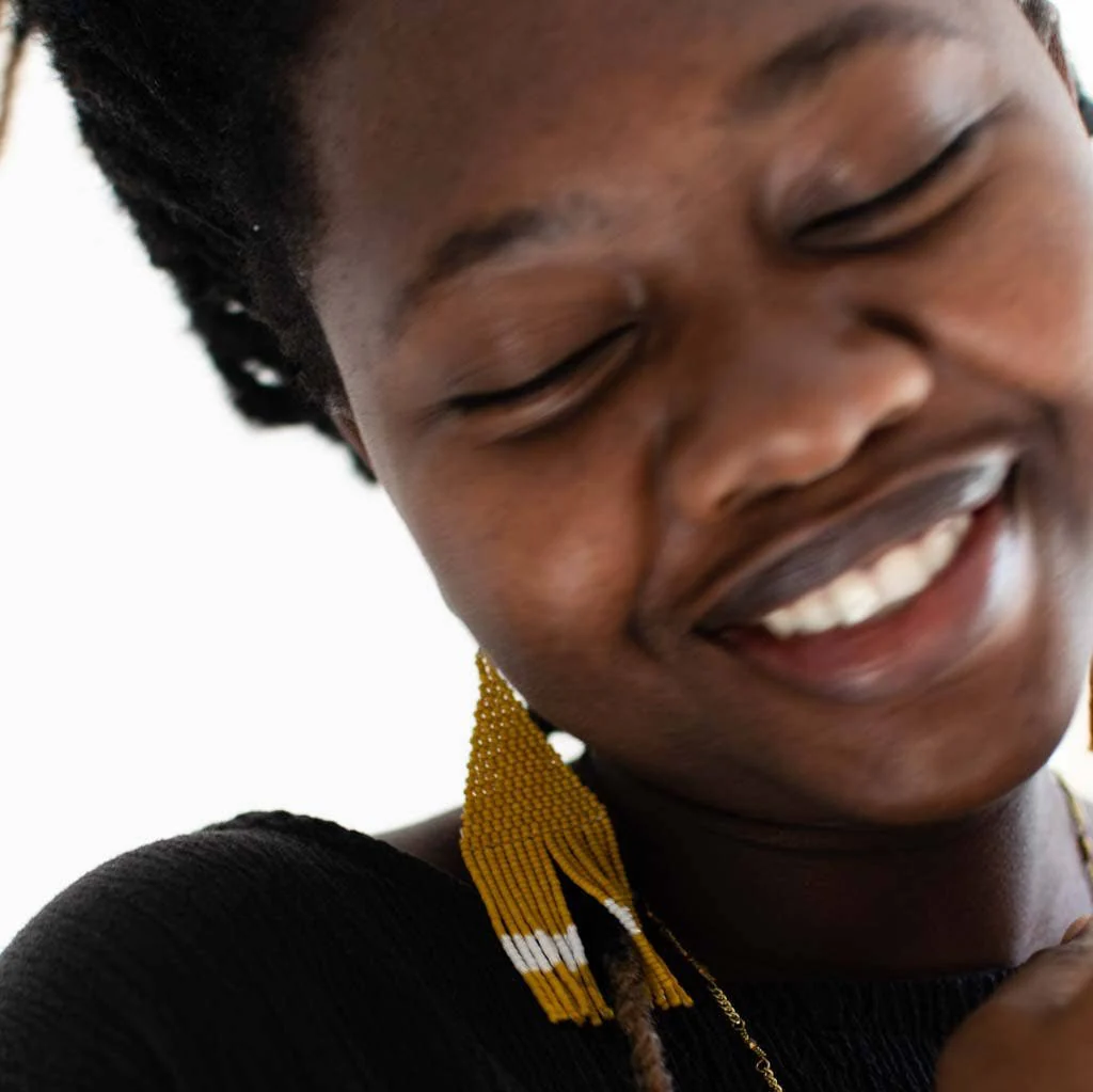 Beaded Fringe Earrings: Mostaza - Image 3
