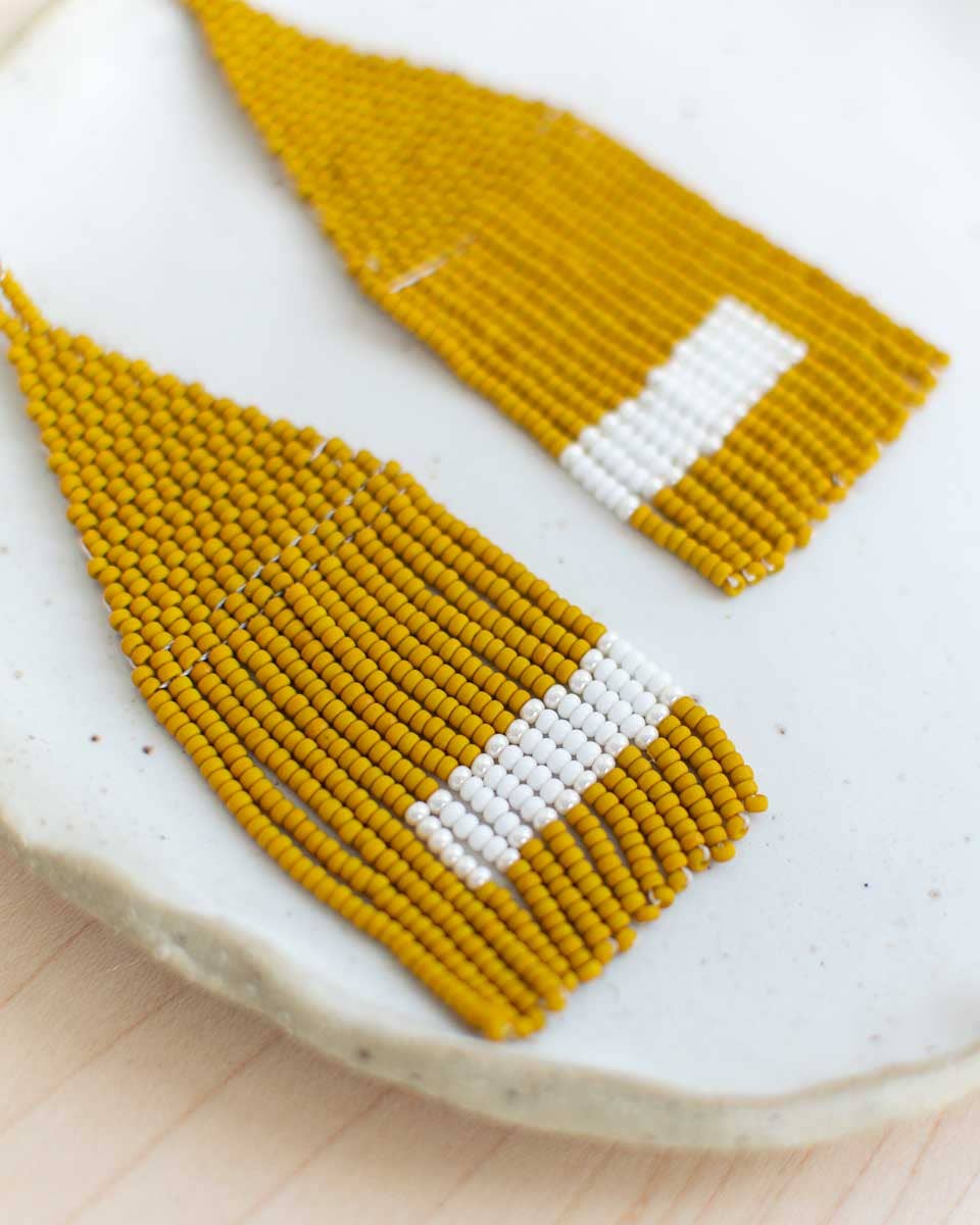 Beaded Fringe Earrings: Mostaza - Image 4