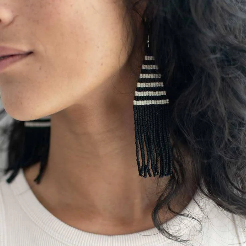 Beaded Fringe Earrings: Opuesta - Image 2