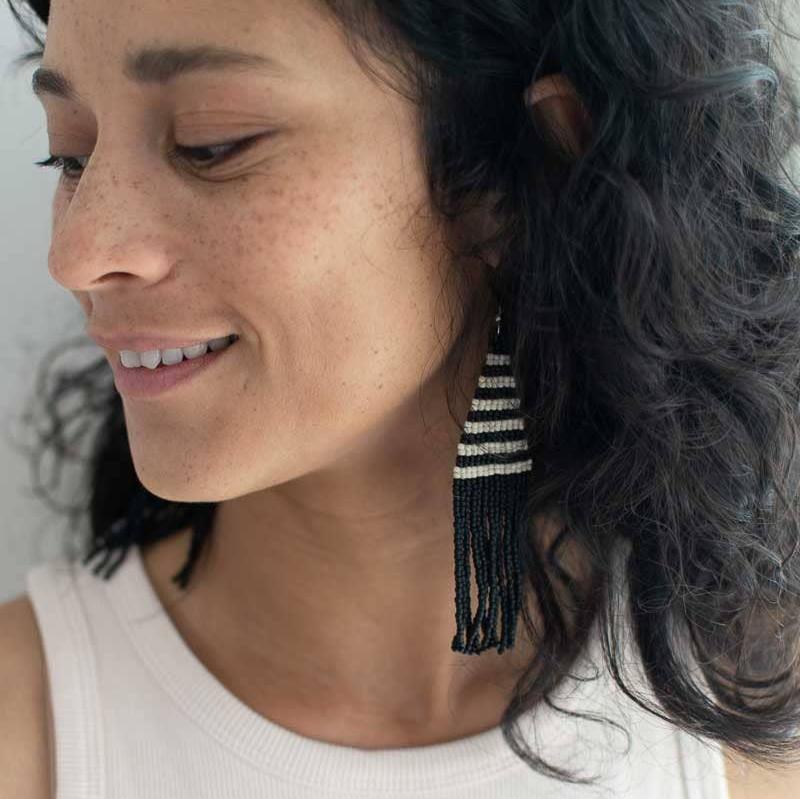 Beaded Fringe Earrings: Opuesta - Image 3