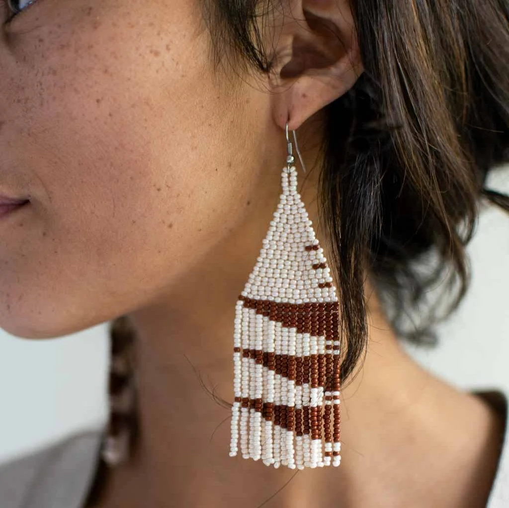Beaded Fringe Earrings: Roca - Image 2