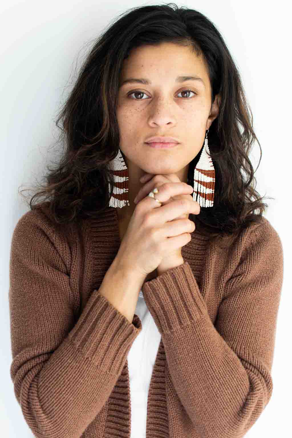 Beaded Fringe Earrings: Roca - Image 4