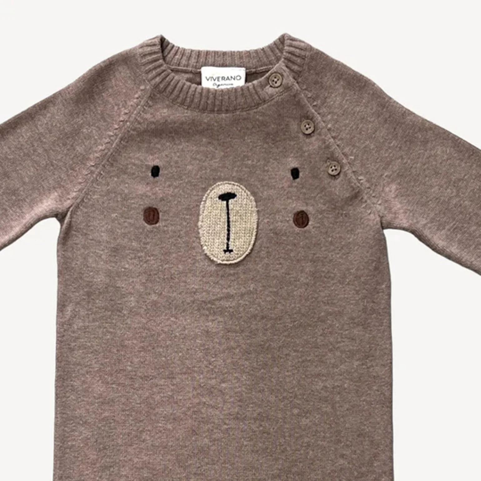 Bear Embroidered Long Sleeve Baby Jumpsuit - Image 2