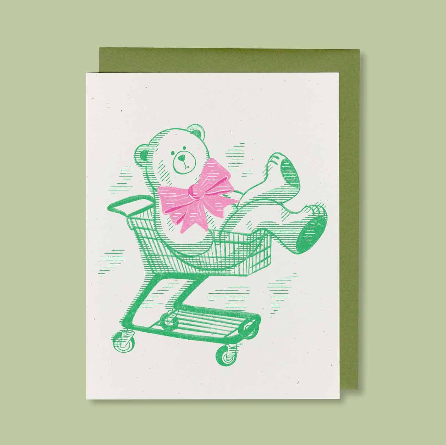 Shopping Cart Bear Baby Card