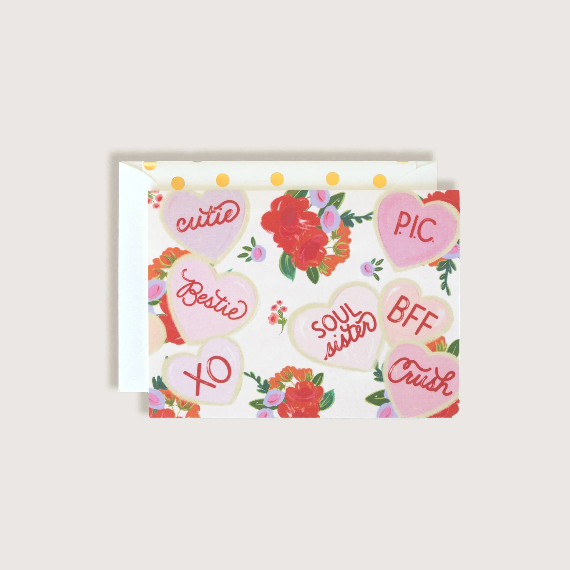 Bestie Candy Hearts Love Card