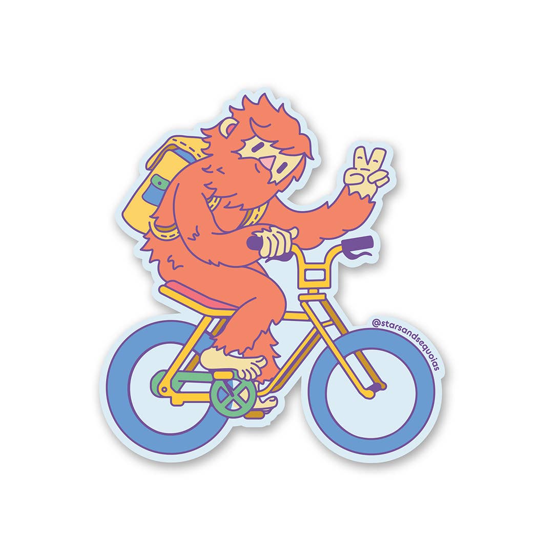 Biking Bigfoot Sticker - Image 2