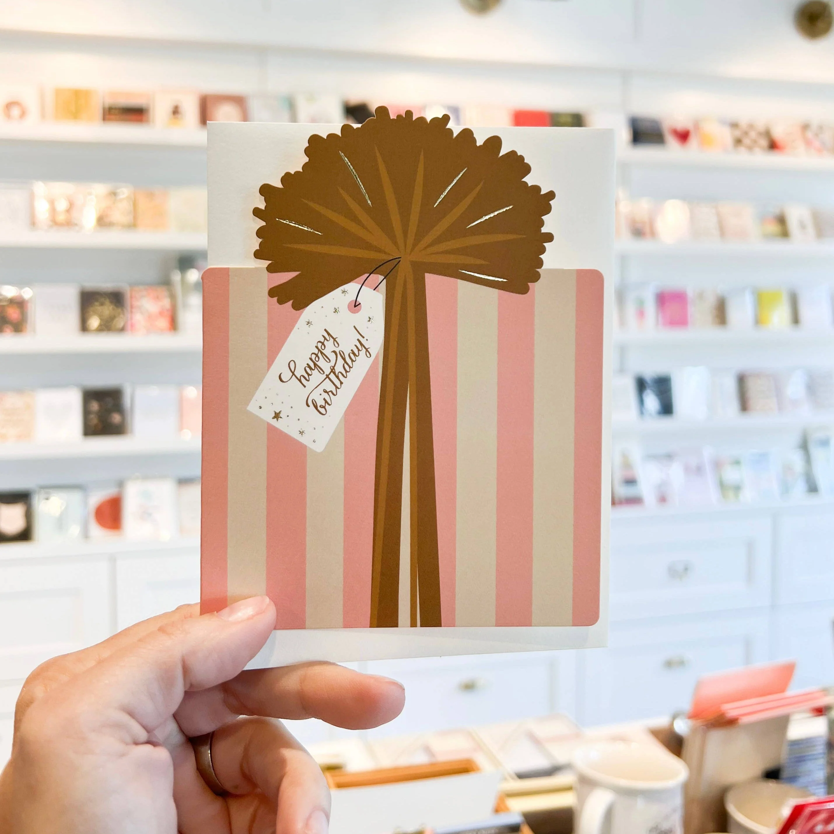 Pink Stripe Gift Birthday Card - Image 2
