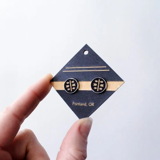 Black Arrow Stud Earrings