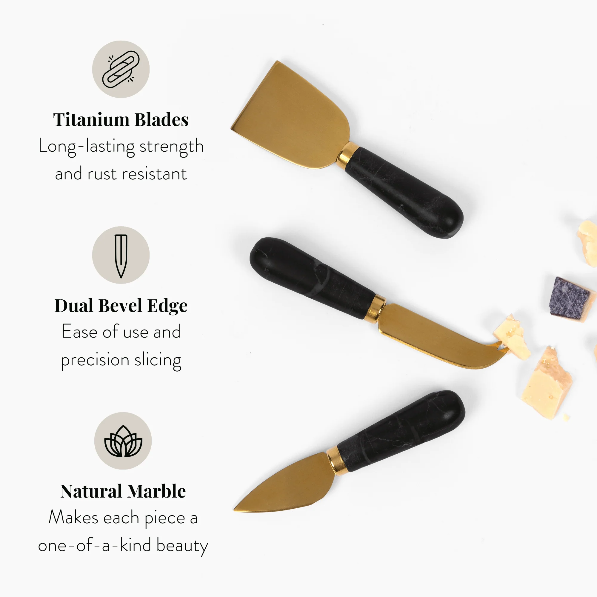 Black Marble Cheese Knife Gift Set - Image 2