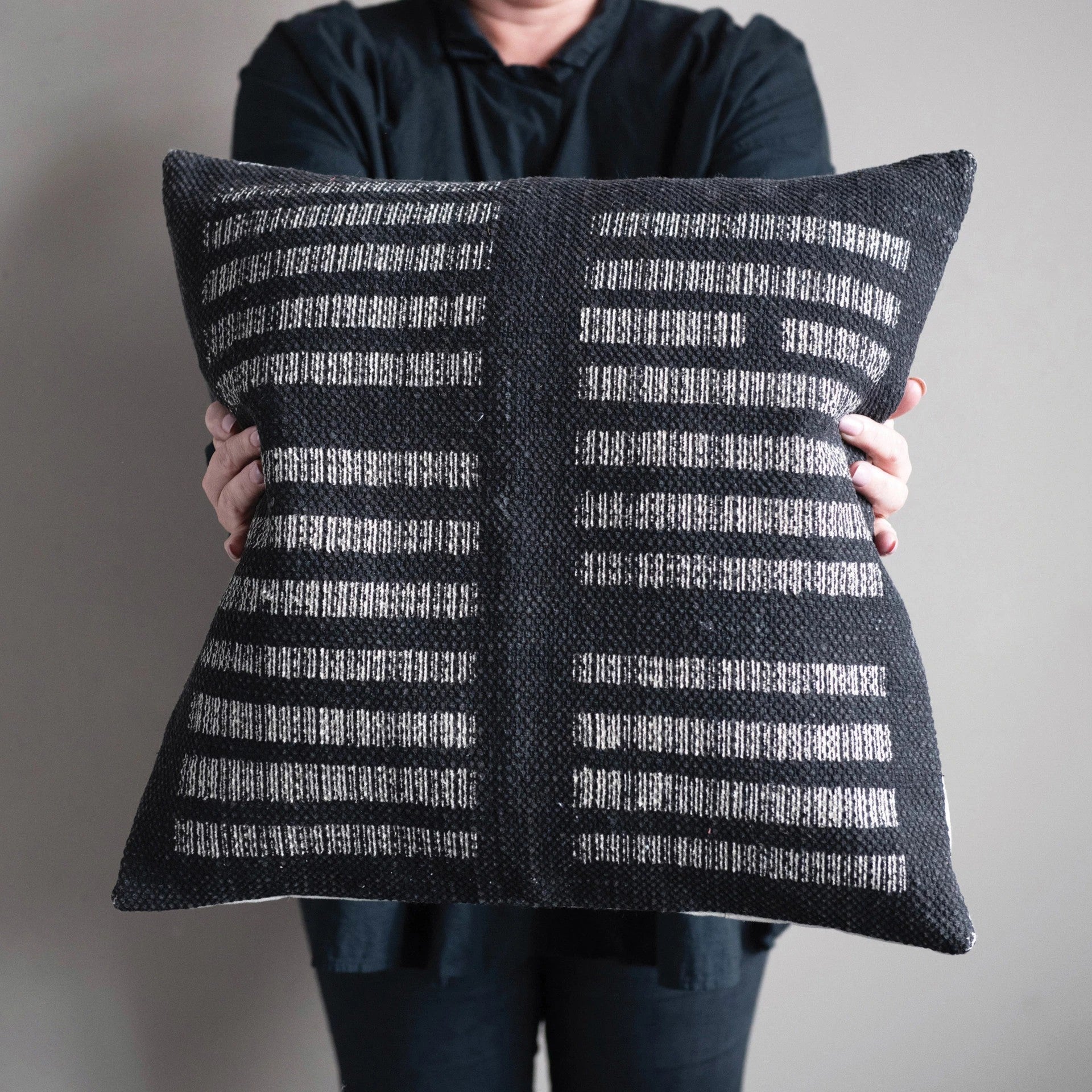 Black Woven Square Pillow - Image 2