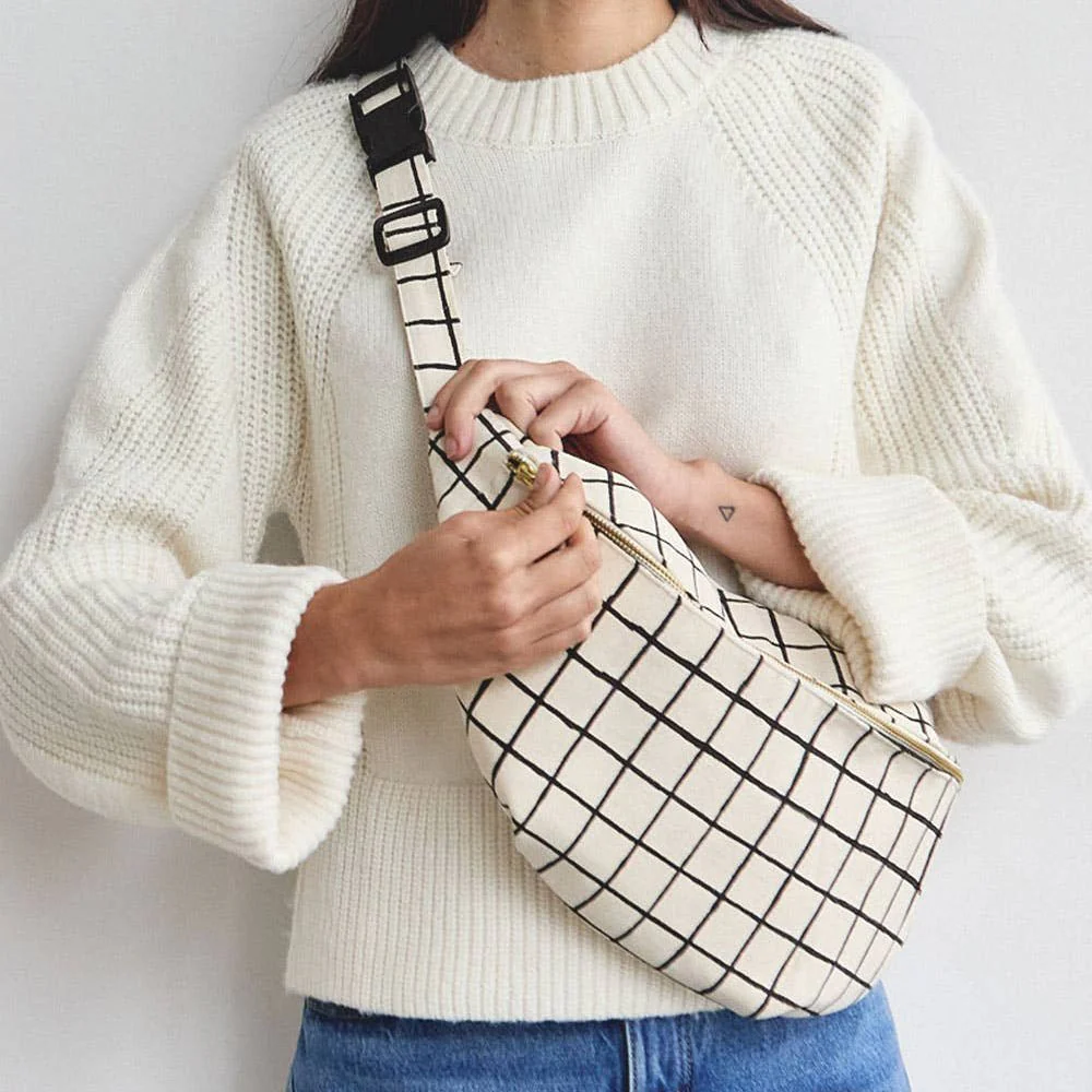 Block Print Grid Sling Bag - Image 3