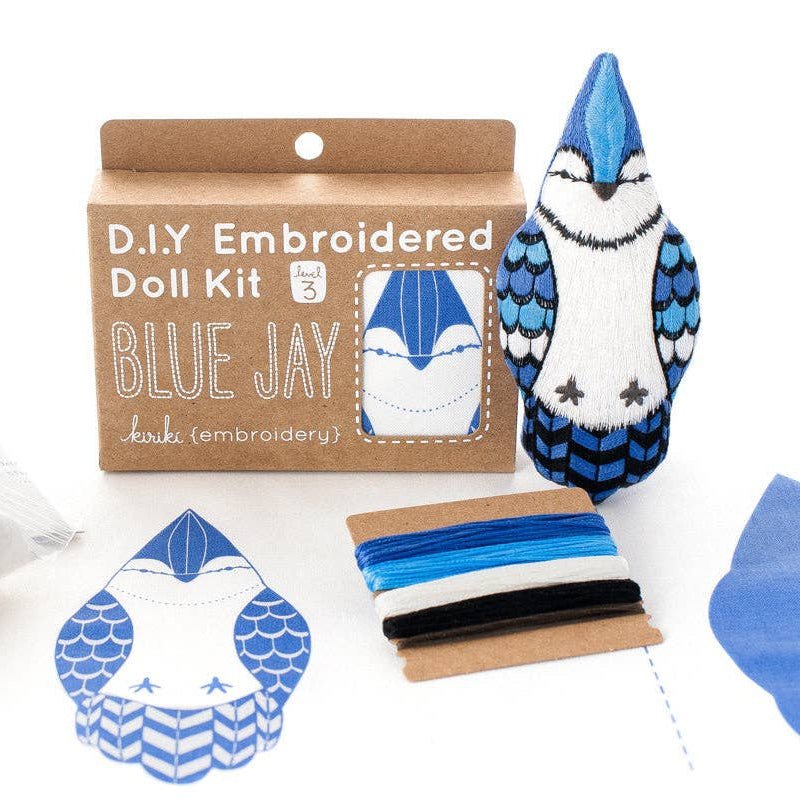 Stuffed Blue Jay Embroidery Kit - Image 2