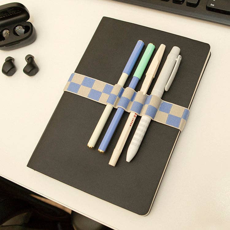 Pen Holder Book Band: Blue Check - Image 2