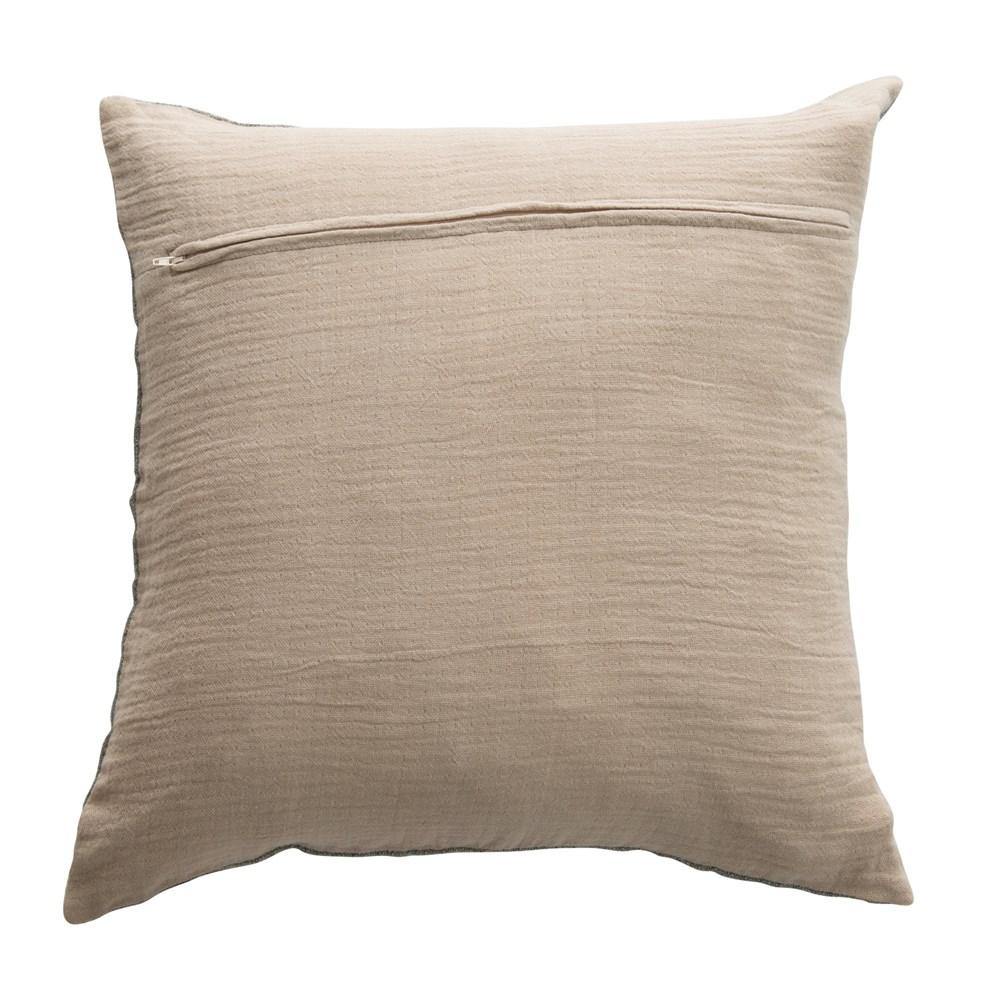 Blue Woven Cotton & Linen Striped Pillow - Image 2