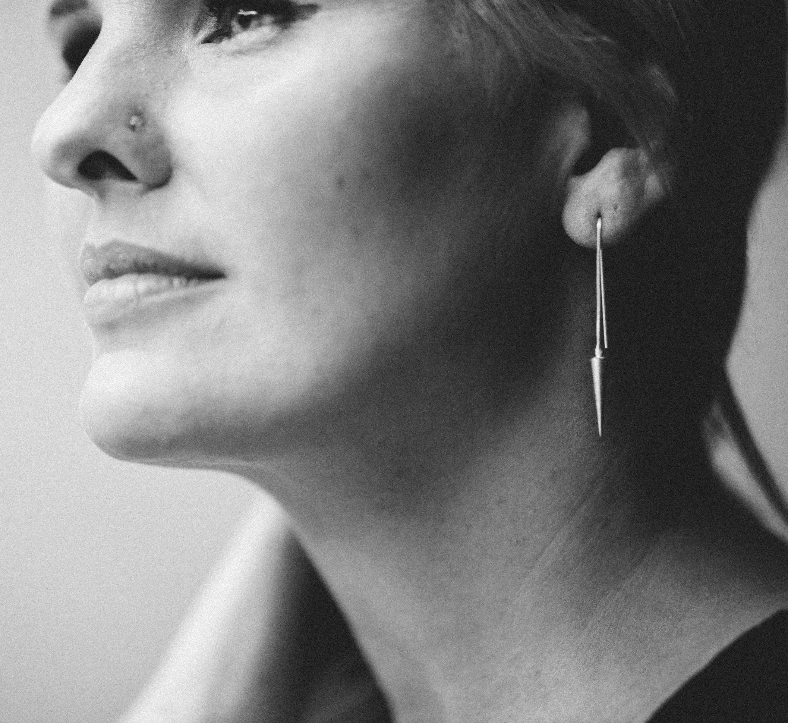 Brass Cone Drop Earrings - Image 2